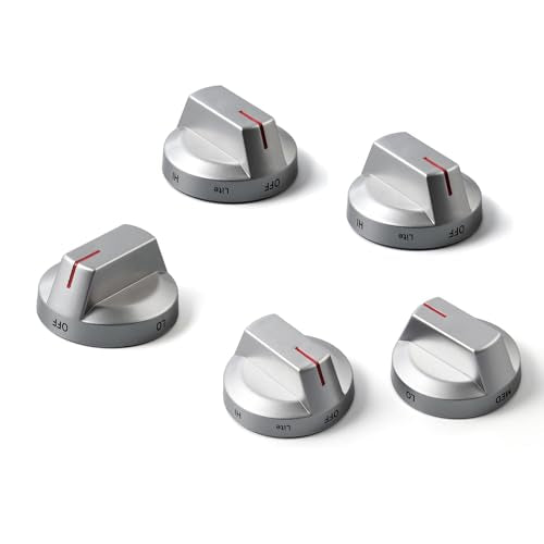 Allstare DG64-00975A Stove knobs Replacement for Samsung Stove Parts NE/NX9000T NX60T8511SS/AA DG94-03443A Oven Knob Samsung Gas Range Parts Gray Burner Control Cooktop Knobs 5 Pcs