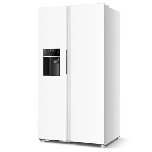 Antarctic Star 18.1 Cu.Ft 2 Door Freezer Refrigerator,with Ice making and water dispenser，powerful LED light，for Kitchen,Dorm and Office,Silver