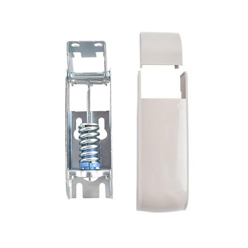 Universal Freezer Lid Hinge with Spring and White Cover – Metal Replacement Part for Chest Freezer Repair, Coolers, Refrigerators – Rust-Resistant, Easy to Install