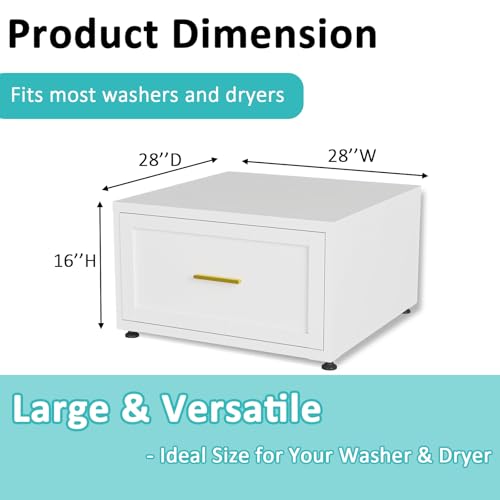 Qxdyt 2-Pack Washer and Dryer Pedestals,440LBS Metal Portable Washer and Dryer Stand Heavy Duty, 28''W Universal Laundry Pedestal for Washer and Dryer, Anti-Vibration Washing Machine Stand-White - Image 4