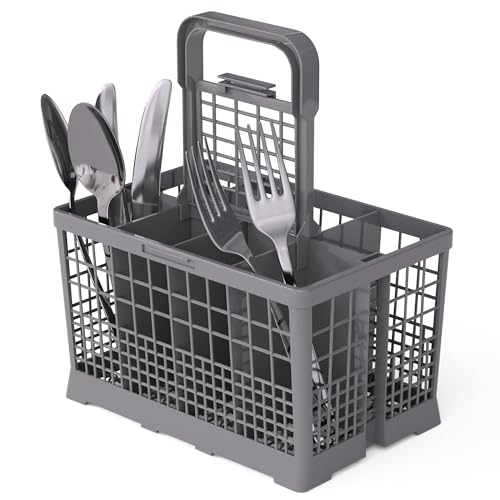NATIKON Universal Dishwasher Utensils Silverware Cutlery Basket Compatible with Maytag, Samsung, Kenmore,GE, Bosch, Whirlpool, KitchenAid and Many More (Gray)