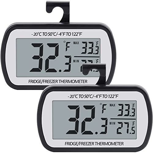 AEVETE Refrigerator Thermometer Digital Fridge Freezer Thermometer 2 Pack