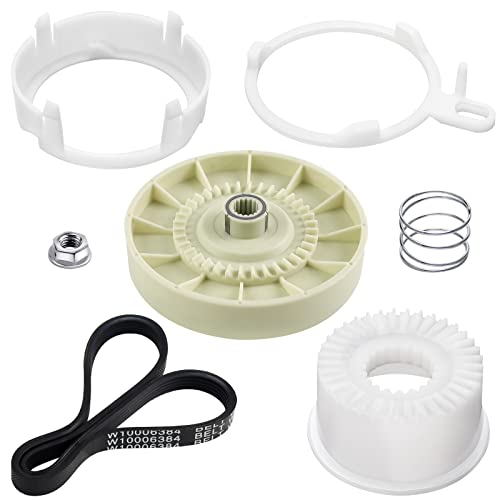 2026 Upgraded W10721967 Washer Pulley Clutch Kit & W10006384 Drive Belt for Whirlpool Kenmore Maytag Washer Pulley Cam Clutch Kit W10239973 PS10057144 W10006354 WTW5000DW1 MVWX655DW1 by Techecook