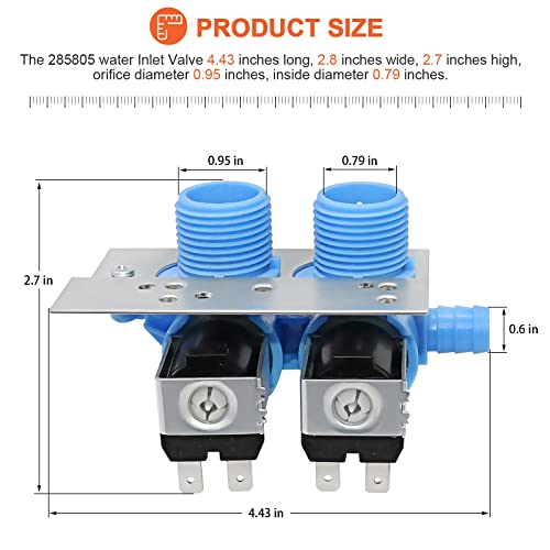 𝟮𝟬𝟮𝟲 𝙐𝙥𝙜𝙧𝙖𝙙𝙚 285805 Washer Water Inlet Valve with Mounting Bracket - Suitable for Whirlpool Kenmore Kitchen-Aid Washer - Replaces 292197 3349451 3354565 KAWS850JQ4 LSQ8243HQ0 7MLSC9545JQ2 - Image 8