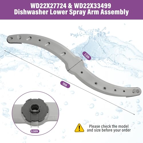 1PCS-WD22X27724 WD22X33499 Dishwasher Lower Spray Arm Assembly Fits for GE Dishwasher Lower Spray Arm - Compatible Replaces AP7014276 WD22X26621 WD22X10091 GDF550PSR3SS GDF540HGD2BB Spray Arm Assembly - Image 3