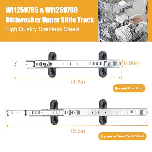 W11259786 W11259785 Dishwasher Dishrack Slide Track (Left & Right) - Compatible With Whirlpool KitchenAid Maytag Jenn-Air Dishwasher - Replaces PS12584377 PS12584377 AP6783993 AP6783993 KDTE204EPA2 - Image 7