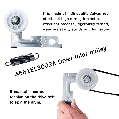 Upgraded Dryer Repair Kit Dryer Roller Kit for LG Kenmore Dryers Includes 4581EL2002C Dryer Drum Roller Assembly 4400EL2001A Dryer Belt and 4561EL3002A Dryer Idler Pulley, Pictures 6, 7 are Fit Models - Image 8