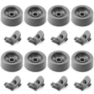 8 Pack WD35X21041 Dishwasher Wheels Lower Dishrack Roller Axle Kit Compatible with GE Dishwashers Replaces WD12X10136 WD12X10277 WD12X10261 WD12X10107