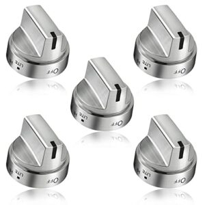 5 Pack Stainless Steel WB03x24818 Gas Stove Knob Replacement for ge,PS11729081 AP5989029 Stainless Steel Stove Replacement Knobs,Compatible with ge Stove Knob（Not Universal）