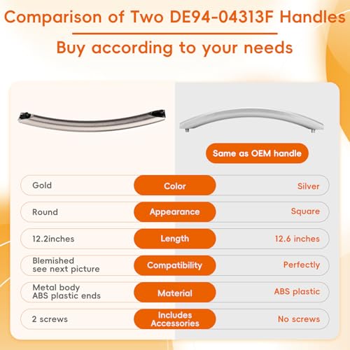 Upgrade ME16A4021AS Microwave Door Handle(Rose Gold 12.28in), Replaces with Samsung Microwave Handle ME16A4021AS, with 2 Screws, DE94-04313F Microwave Door Handle, 365 Days Warranty - Image 6