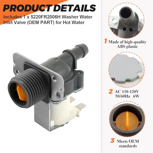 5220FR2006H Washer Water Inlet Valve GENUINE (OEM PART) for Hot Water by Beaquicy - Replacement for L-G Ken-more Washing Machine - Replaces AP4441935, PS3527427, EAP3527427 - Image 4