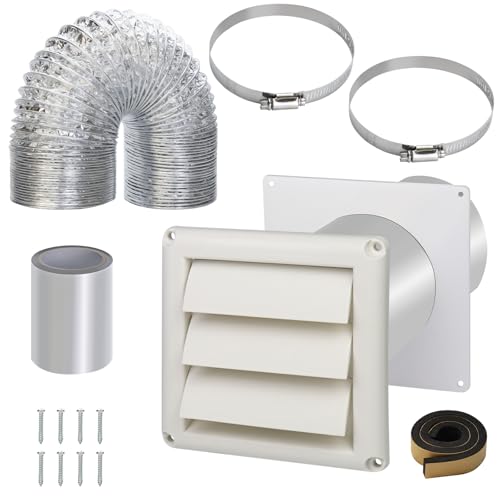 4 Inch Dryer Vent Kit with Hose/Duct Connector/Wall Plate,9ps Duct Vent Kit
