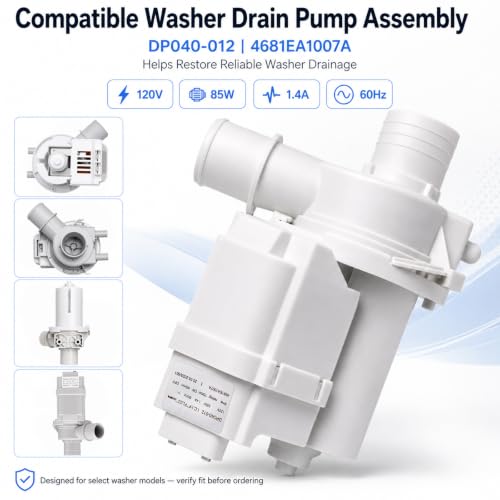 4681EA1007A Washer Drain Pump, DP040-012 Drain Pump Motor Assembly Replacement for LG & Kenmore Top Load Washers, Replaces 2649379 WT1101CW WT1201CV WT1501CW 79631513210, 120V 60Hz 85W - Image 3