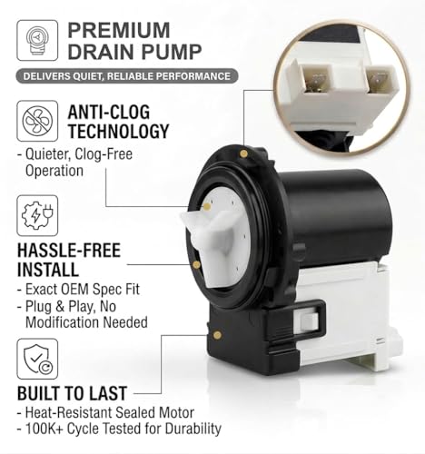 OEM Quality Washer Drain Pump For LG WM8100HVA,WM2301HW, WM5000HVA,WM1388HW, WM3488HS,WM3575CW - Image 8