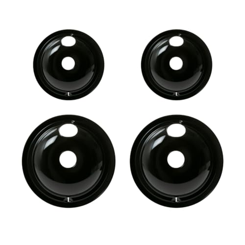 GE Appliances Stove Drip Pans, Genuine Appliances Manufactured OEM Part, Electric Stove Burner Drip Pans, 4 Piece Set, 6" and 8" Drip Pan Kit, Porcelain Range Replacement Stove Burner Bowls