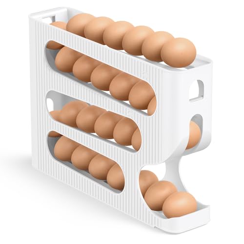 Sotfamily FIFO Egg Holder for Fridge, Egg Organizer fits 28 Large Size Eggs