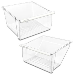 UPGRADED 2188656 Upper Refrigerator Crisper Bin & 2188664 Lower Fridge Drawer Replacement Compatible with Kenmore Whirlpool Refrigerator Crisper Drawers Parts WRS325FDAM04 Fridge Bins,2 PACK