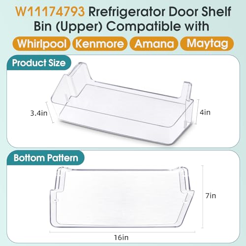 SUENTINSE OEM W11174793 Refrigerator Door Shelf Bin Compatible with Whirlpool Amana Kenmore Maytag, Replaces W11034658 W10910090 4585666 AP6285464 PS12348327 EAP12348327 - Image 4