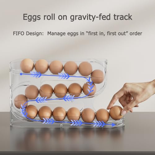 Sotfamily Clear FIFO Egg Holder for Fridge, Egg Dispenser for Eggs 18 Count - Image 8
