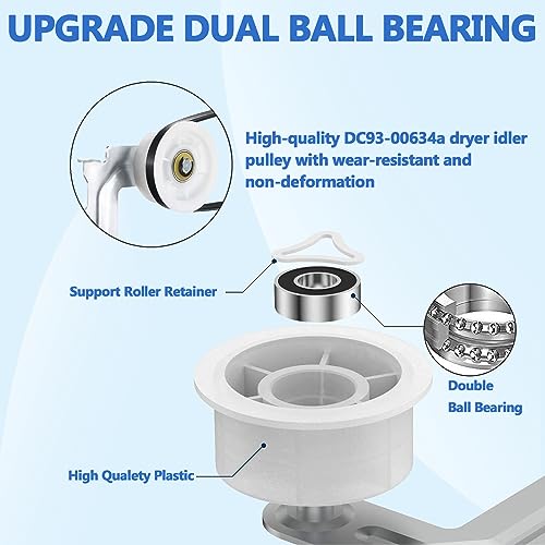 【Upgraded】Dryer Roller Replacement Part for Samsung DV42H5000EWA3 DV45H7000EWA2 DV48H7400EWA2 DV42H5200EPA3 DV40J3000EWA2, DC97-16782A Dryer Roller DC93-00634A Idler Pulley 6602-001655 Dryer Belt Kit - Image 7