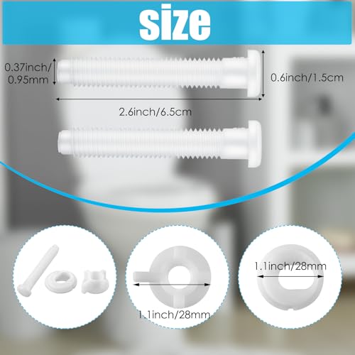Jetec 2 Pack Toilet Seat Screws Kit, Plastic Bolts Nuts & Washers - Image 8