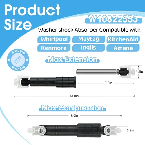 OEM W10822553 8182812 Washer Shock Absorber 4-Pack Compitable for Whirlpool Maytag Amana Kenmore KitchenAid Washer, Replacement Part W10015830 W10261477 W10822553VP 4273183 AP5985209 EAP11723173 - Image 4