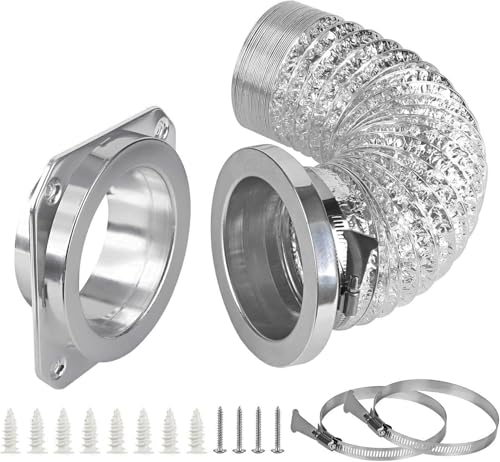 Magnetic Dryer Vent Coupling Connector Kit - DV180 Airtight Seal, Quick Connect, Includes 4"x3.3ft Dryer Vent Hose & 2 Clamps