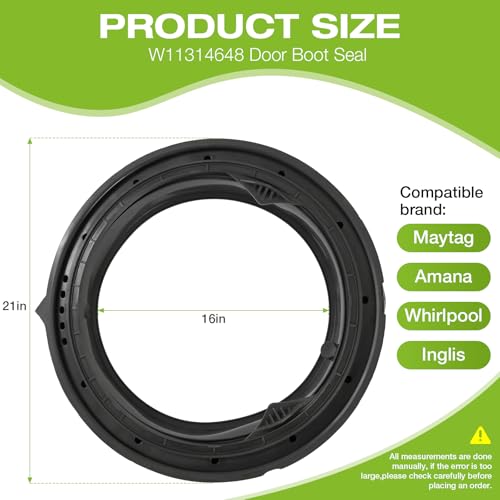 W11314648 Washer Door Boot Gasket Seal Parts Compatible with Whirlpool Washer Door Boot Seal W11314648 Front Load Washer Door Boot Seal Part-Replaces AP6835703, PS12711494, W10897390, 4931032 - Image 3
