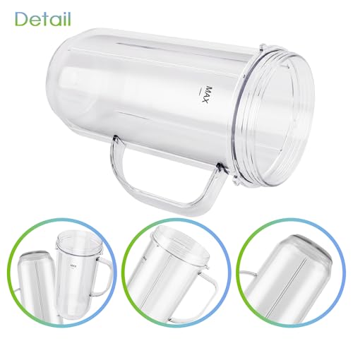 5-piece Magic Bullet Blender Cups, Tall 22oz Cup with Flip-Top To-Go Lid, Cross Blade, Blender Replacement Parts, Mug with Handle Compatible with Magic Bullet 250w MB1001 - Image 8