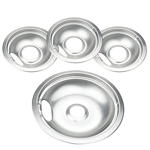 Electric Stove Drip Pans for Whirlpool W10278125, 4-Pack (3x6",1x8")