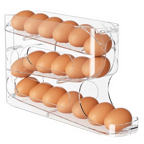Sotfamily Clear FIFO Egg Holder for Fridge, Egg Dispenser for Eggs 18 Count
