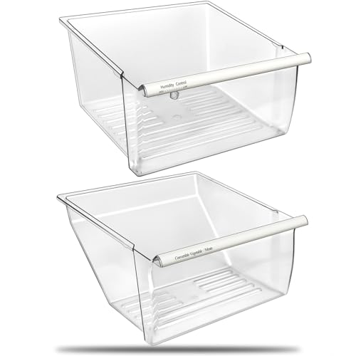 [2 Pack] Upgraded 2188656 Fridge Crisper Drawer UPPER Humidity Control Drawer & 2188664 Crisper Bin LOWER Refrigerator Drawer Replacement For Kenmore Whirlpool Fridge Drawer Parts WRS325FDAM04 Drawer