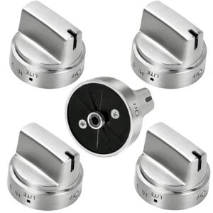 Stainless Steel WB03X24818 Gas Stove Knobs Replacement for GE Range Stove