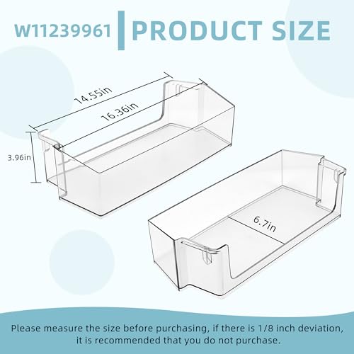 2 PACK W10900538 W11239961 Refrigerator Door Shelf Bin (RIGHT) BY AMI PARTS - Image 4