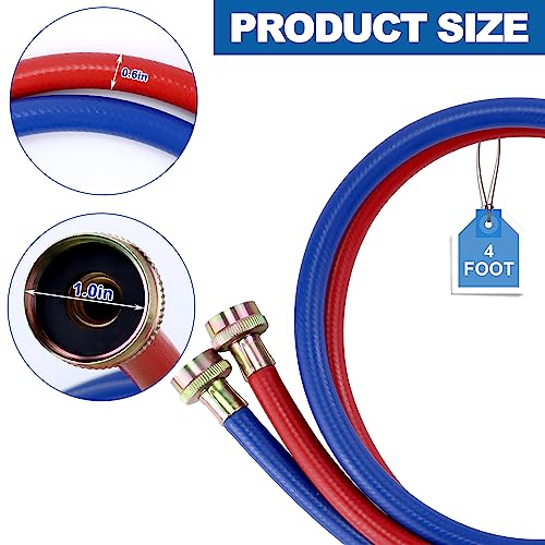 Washer Hoses 4FT,Rubber Washing Machine Hoses 3/4 Washer Machine Hoses 2 packs,Burst Proof Water Supply Lines for Hot and Cold Washer Water Hoses-by MIFLUS,10 YEARS WARRANTY - Image 4