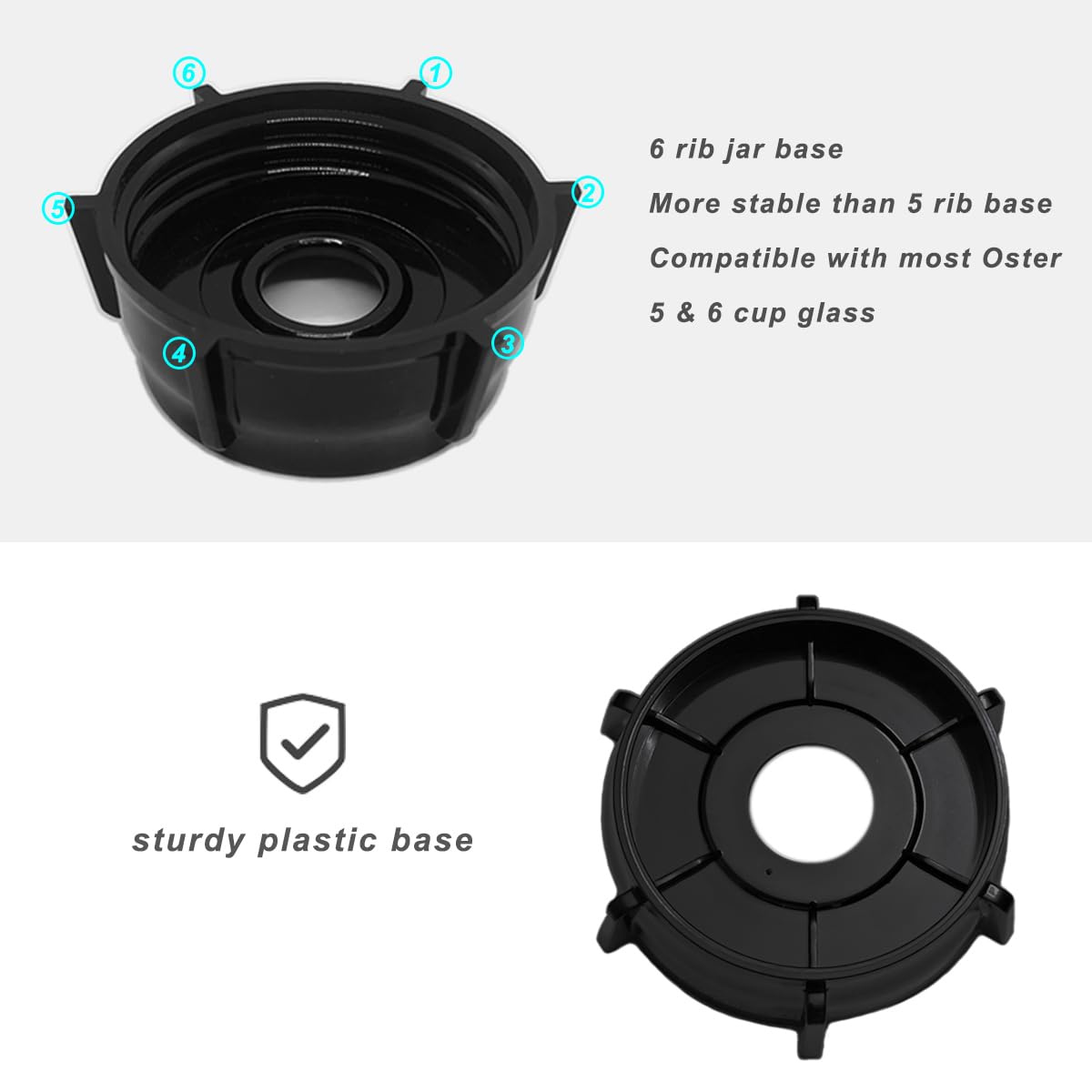 for Oster Blender Replacement Parts Blender Ice Blade with Jar Base Cap and Two Rubber O Ring Seal Gasket Accessory Refresh Kit - Image 5