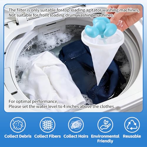 Washing Machine Lint Catcher & Hair Catcher for Top Load Washer - Reusable Floating Pet Hair Remover, 8 Pack Mixed 3 Colors - Image 7