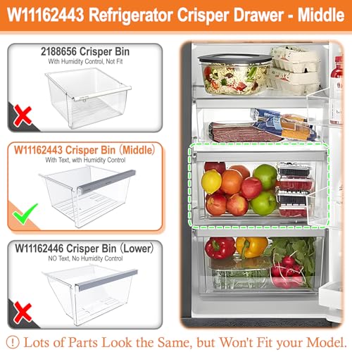 UPGRADED W11162443 Refrigerator Crisper Drawer Compatible with Whirlpool Fridge Drawer Replacement Parts Whirlpool Refrigerator Drawers WRS315SDHZ02 WRS315SDHZ05 WRS315SDHZ08 WRS325SDHZ08 WRS321SDHZ08 - Image 4