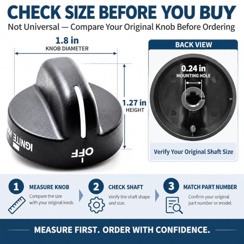 4Pcs 8273103 Gas Range Burner Knob Black Replacement Part Fit for Whirlpool Range Stove, Replaces AP6012363, 8273107, 8273111, ER8273103, Not Universal - Image 3