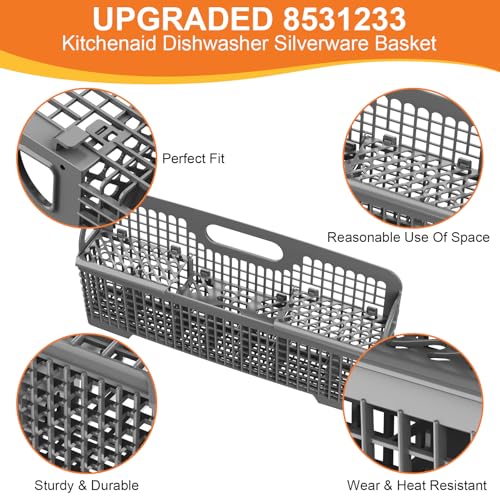 UPGRADED 8531233 WP8531233 Dishwasher Silverware Basket For Whirlpool Kenmore Kitchenaid Dishwasher Silverware Basket Replacement Kitchen Aid Dishwasher Utensil Basket Universal Holder Dishwasher Rack - Image 7