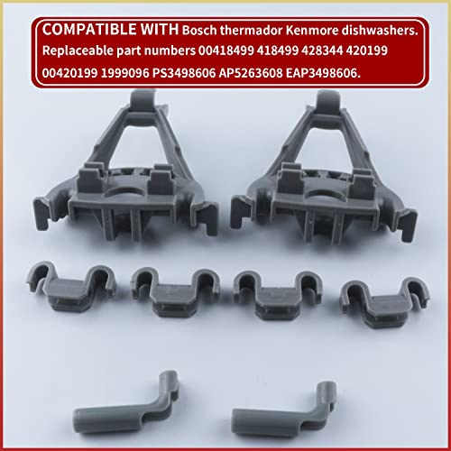 00428344 Dishwasher Bearing Lower Rack Flip Tine Clip Kit Replacement Part Compatible With Bosch Thermador Kenmore Dishwasher Replaces for 418499 00418499 428344 420199 00420199 1999096 - Image 8