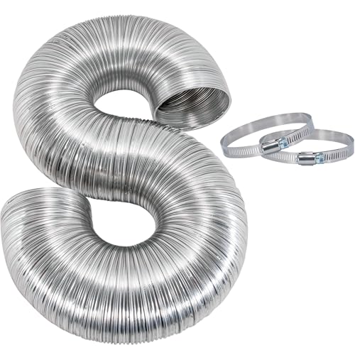 Eastman 8 Foot ArmorFlex Dryer Vent, Flexible Aluminum Duct with Clamps, Semi-Rigid, 69028