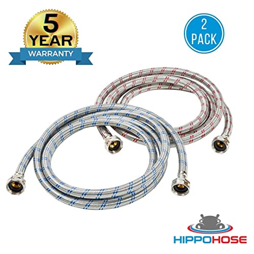 Washing Machine Hoses (4FT) - OCT Connect for Easy & Secure Tightening - Universal Fit to All Wash Machines - (2 Pack) Braided Stainless Steel - Image 8