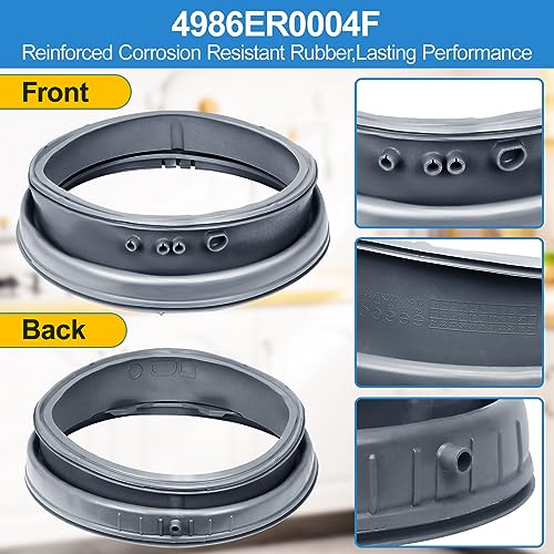 Upgraded 4986ER0004F Washer Door Boot Gasket Compatible with Kenmore LG Front Load Washer Door Seal Parts 4986ER0004J 4986ER0004K LG Washer Door Gasket WM2250CW WM2101HW WM2050CW WM2301HR Rubber Seal - Image 8