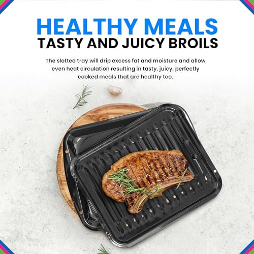 Broiler Pan for Oven Nonstick Porcelain Coated - 16.75” x 12.75” Whirlpool 4396923 Replacement Broiling Pan for Oven With Rack for High-Temperatures - Image 8