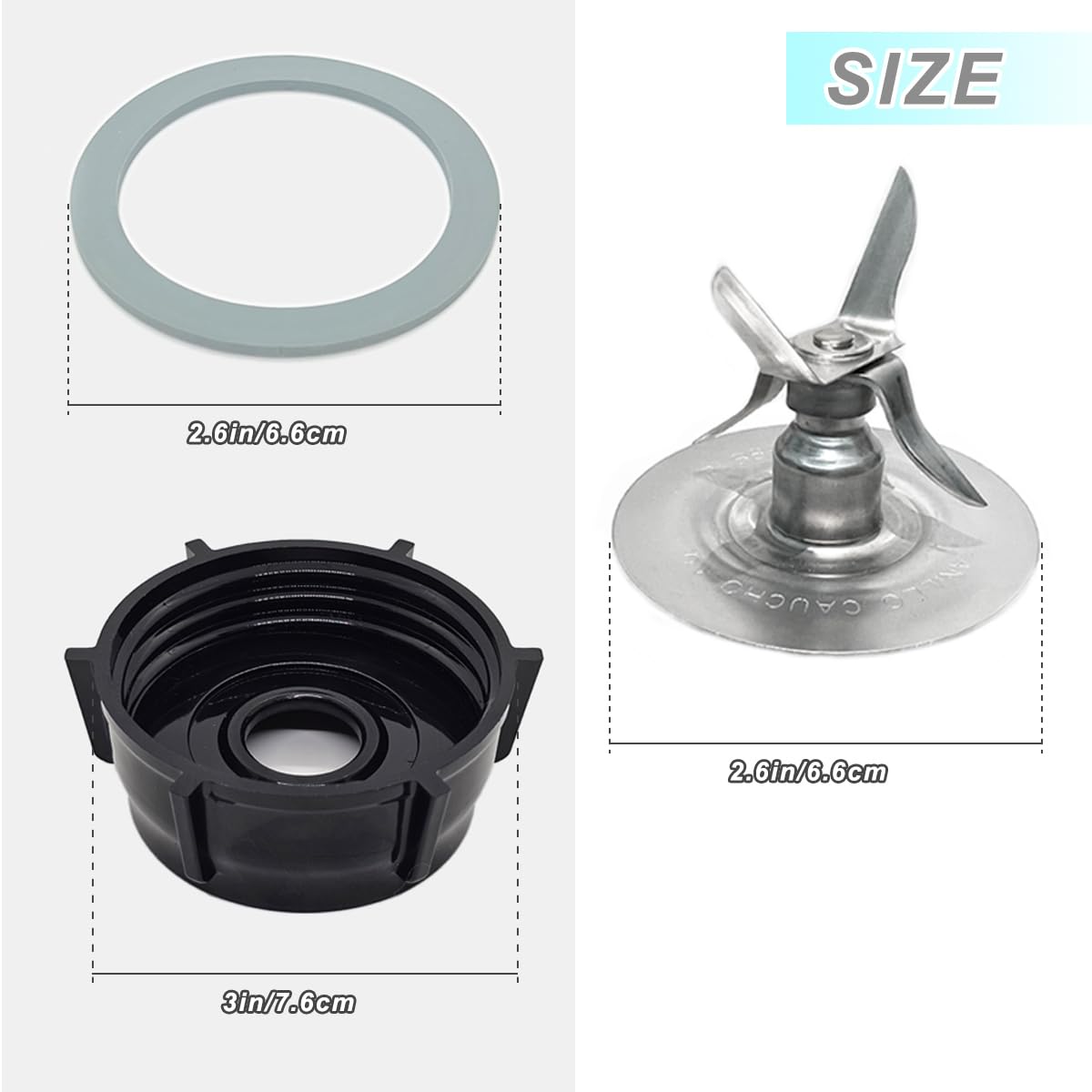 for Oster Blender Replacement Parts Blender Ice Blade with Jar Base Cap and Two Rubber O Ring Seal Gasket Accessory Refresh Kit - Image 4