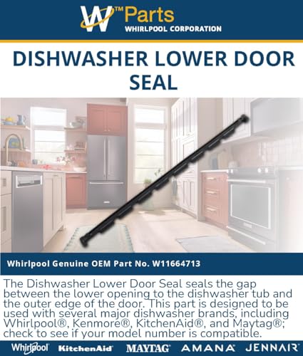 Whirlpool W11664713 Genuine OEM Dishwasher Lower Door Seal Replacement Part - Replaces W11484890, W11454757, W11561235, W11606677, W11163967, and W11563231 - Image 8