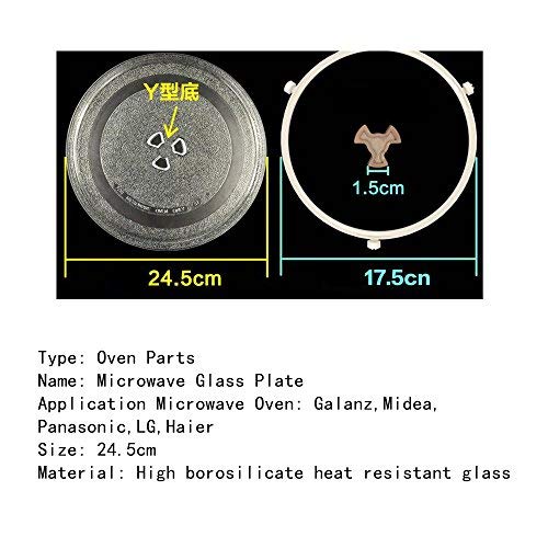 9.6” Small Microwave Glass Turntable - Compatible with Panasonic F06016D00XN & A06015G10XN, 9-5/8” Replacement Plate for Insignia 252100500496, 245mm for Galanz Nostalgia - Image 3