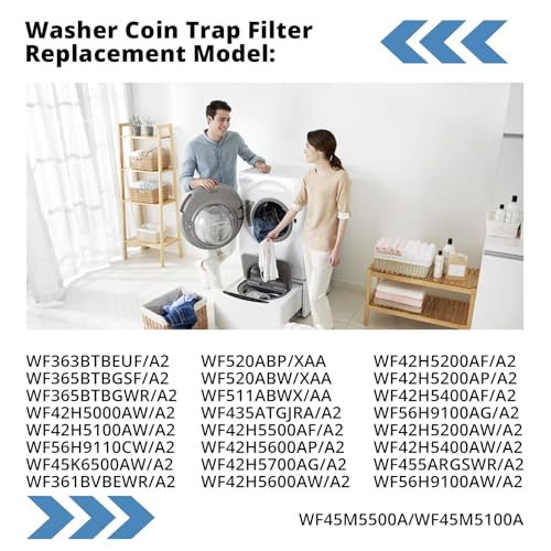 DC97-16991A Washer Drain Pump Filter Replacement for Samsung Washer Coin Trap Leak Proof WF42H5000AW WF42H5000AW/A2 WF42H5200AW/A2 WF45K6500AW/A2 WF45M5500A/WF45M5100A W45R6100A WF50K7500A - Image 8