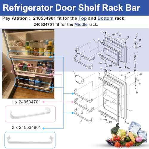 UPGRADED 240534701 x1 & 240534901 x2 Refrigerator Door Shelf Retainer Bar - Image 6